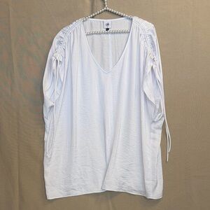 CAbi Elegant White V-Neck Blouse